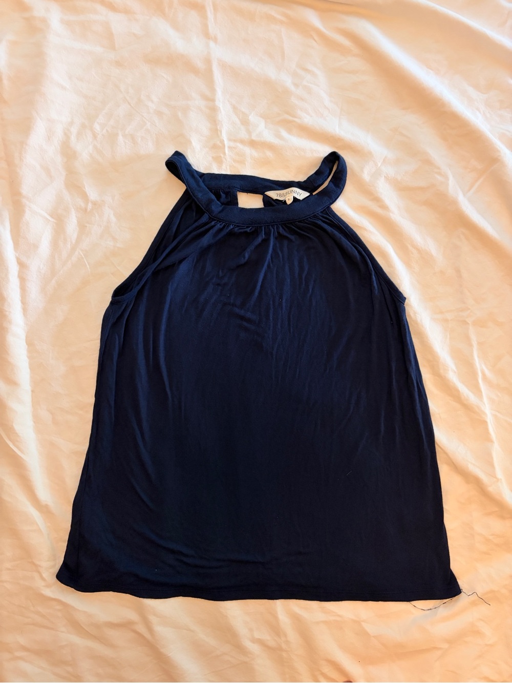 Sleeveless Navy Halter Tank Top - Women